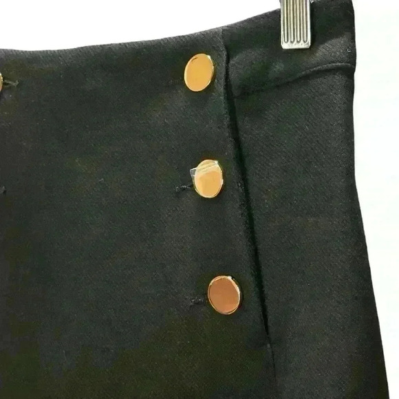 H&M Womens Size 2 Pencil Skirt Black Gold Buttons Above Knee Slit New - Picture 3 of 10